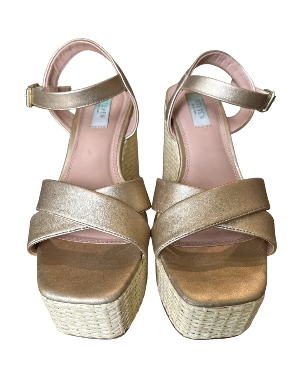 Steven by Steve Madden Gold Daire Espadrille Platform Sandals Women’s Size 8M